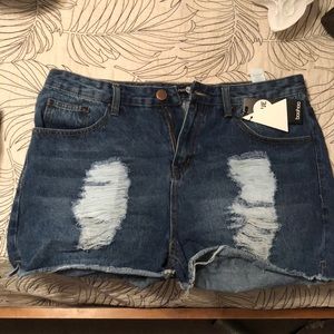 Boohoo High Waisted Denim Shorts